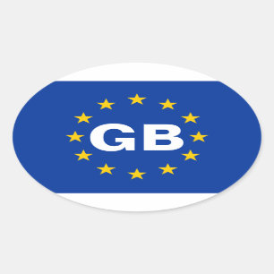 VIER Groot-Brittannië "GB" Europese Unie Vlag Ovale Sticker