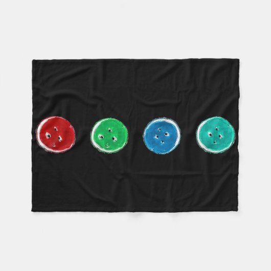 Vier Groovy Buttonnen Blue Cat Fun Halloween Custo Fleece Deken (Voorkant (Horizontaal))