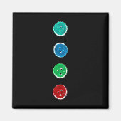 Vier Groovy Buttonnen Blue Cat Fun Halloween Custo Magneet (Voorkant)