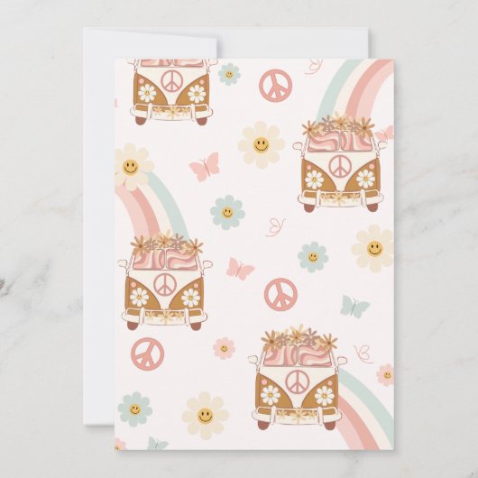 Vier Groovy Retro Rainbow 4e verjaardag Kaart (Achterkant)