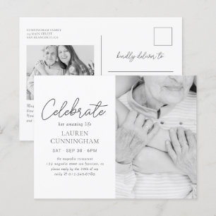 Vier haar geweldige leven eenvoudig modern foto briefkaart