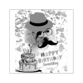 Vier Happy Birthday Poedel Rubber Stamp Rubberstempel (Afrduk)