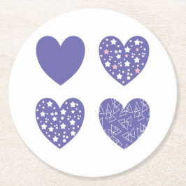 Vier hart ronde kartonnen onderzetter