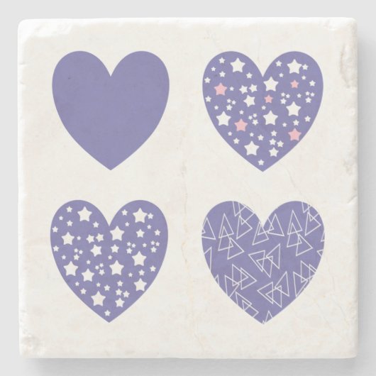 Vier hart stenen onderzetter (Voorkant)