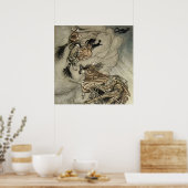 Vier heksen "Op de schoorsteen" van Arthur Rackam Poster (Keuken)