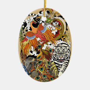 vier hemeldieren keramisch ornament