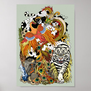 vier hemeldieren poster