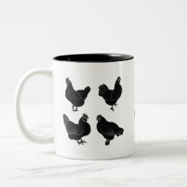 Vier Hens~Silhouette~Pattern Tweekleurige Koffiemok