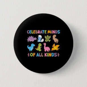 Vier Hersenen Van Allerlei Soort Dinosaur ADHD Neu Ronde Button 5,7 Cm