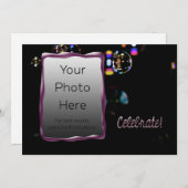 Vier het! Aangepaste foto en tekst met bubbels Kaart (Voorkant / Achterkant)