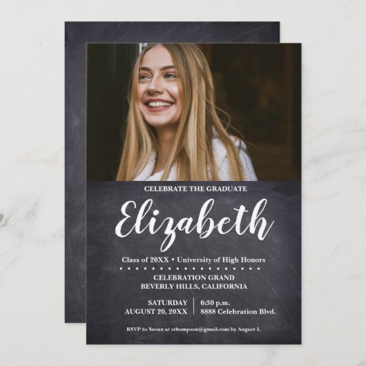 Vier het Afstuderen Photo Chalkboard Afstuderen Kaart (Voorkant / Achterkant)