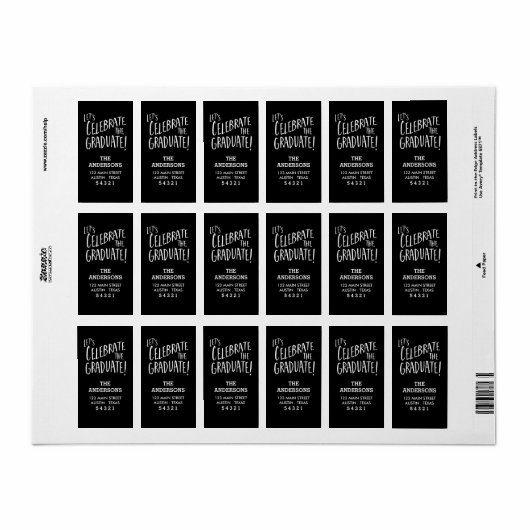 Vier het Afstuderen verticale adreslabel Etiket (Full Sheet)