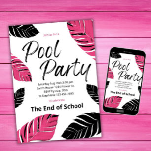 Vier het einde van school Zwembadfeest Kaart