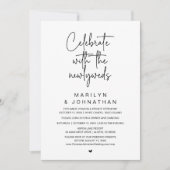 Vier het feest met de pasgetrouwden, bruilofts din kaart (Voorkant)