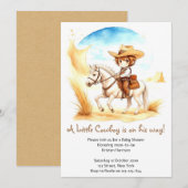 Vier het Little Cowboy Baby shower Kaart (Voorkant / Achterkant)
