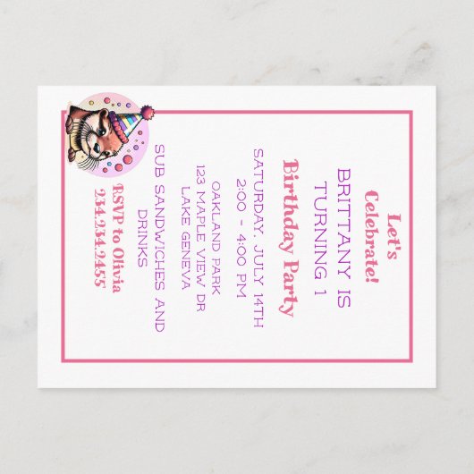 Vier het meisjesachtige otter-verjaardagsfeestje briefkaart (Achterkant)