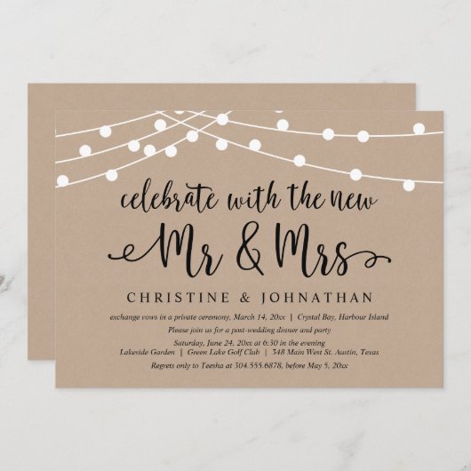 Vier het met de nieuwe Mijnheer & Mevrouw, Trouw E Kaart (Voorkant / Achterkant)