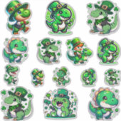 Vier het met de stijl van St. Patrick's Day Dinosa Sticker (Voorkant)