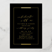 Vier het met ons! Goud ingelijst Elegance Bruiloft Folie Uitnodiging (Voorkant)