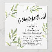 Vier het met ons! Groen waterverf blad Kaart (Voorkant / Achterkant)