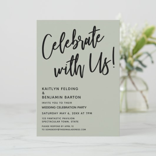 Vier het met ons! Handschrift Sage Green Kaart (Staand voorkant)