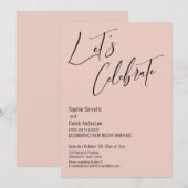 Vier het met ons! Moderne Reception in Blush Roze Kaart (Voorkant / Achterkant)