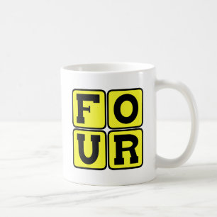 VIER Het Nummer Vierkant Ontwerp Grappige Leeftijd Koffiemok