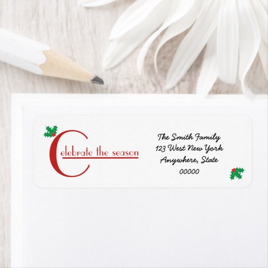 Vier het seizoen | Rood wit adreslabel Etiket