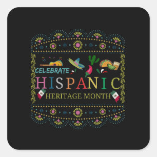 Vier Hispanic Heritage Maand Design Vierkante Sticker