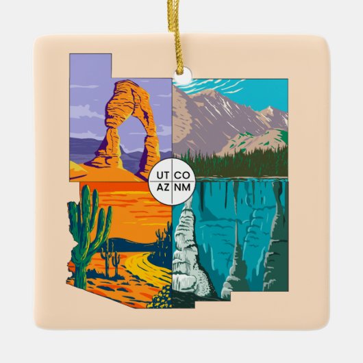 Vier hoeken Nationaal Monument Keramisch Ornament (Voorkant)