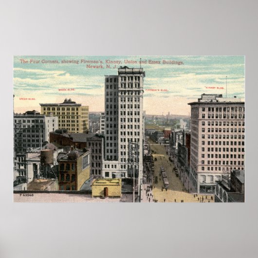 Vier hoeken, Newark, NJ c1915 Poster (Voorkant)