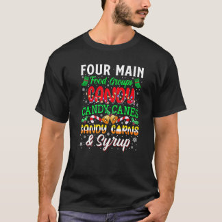 Vier Hoofdgroepen Eten Candy Canes Grappige Kerstm T-shirt