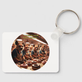 Vier hyena's lopen een bakkerij binnen... sleutelhanger