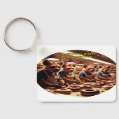 Vier hyena's lopen een bakkerij binnen... sleutelhanger (Achterkant)