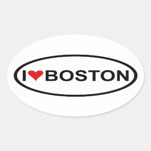 VIER "I [hart] Boston" Ovale Sticker