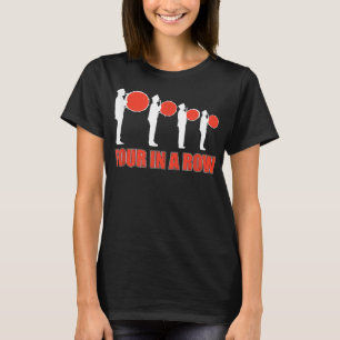 Vier in een rij Funny Drumline Band Musicia T-shirt