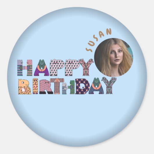 Vier in stijl: Classic Happy Birthday Sticker (Voorkant)