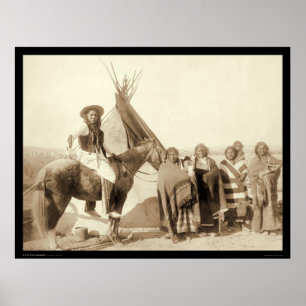 Vier Indische Lakota-vrouwen voor Tipi SD 1891 Poster