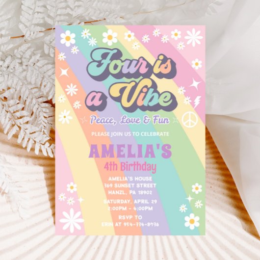 Vier is een vibe verjaardag uitnodiging