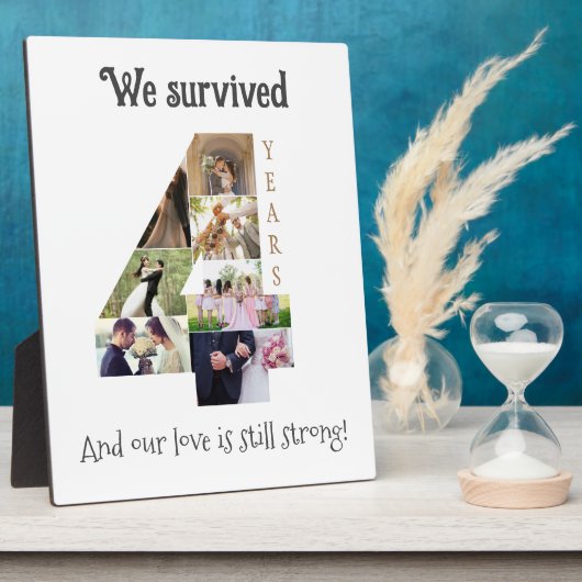 Vier jaar bruiloft Jubileum Fotoplaat (Zijkant)