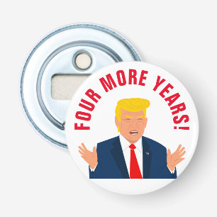 Vier jaar meer grappige Donald Trump cartoon bier Button Flesopener