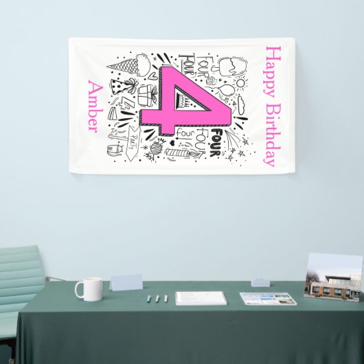 Vier jaar vierde roze verjaardag spandoek (Beurs)