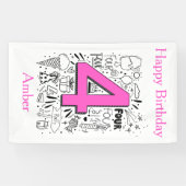 Vier jaar vierde roze verjaardag spandoek (Horizontaal)