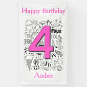 Vier jaar vierde roze verjaardag spandoek (Verticaal)