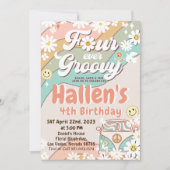 Vier jaar vierde verjaardag van de Groovy Retro Bo Kaart (Voorkant)