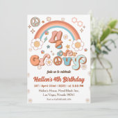 Vier jaar vierde verjaardag van de Groovy Retro Bo Kaart (Staand voorkant)