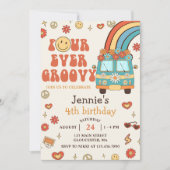 Vier jaar vierde verjaardag van de Groovy Retro-re Kaart (Voorkant)
