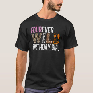 Vier jaar Wild Birthday Girl Oerwoud Birthday Safa T-shirt