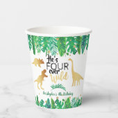 Vier jaar Wilde Dinosaur Boys vierde verjaardag Papieren Bekers (Voorkant)