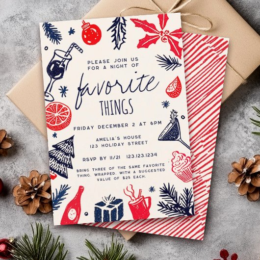 Vier je favoriete dingen op kerstvakantie kaart